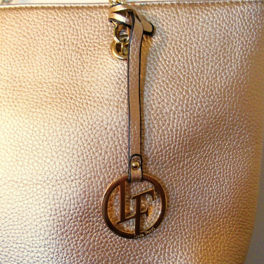 Original LUCA FERRI Jet Set Chain Top Zip Multifunction Tote, Color Pale Gold